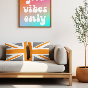 Grey and Orange Union Jack Half Throw Pillow