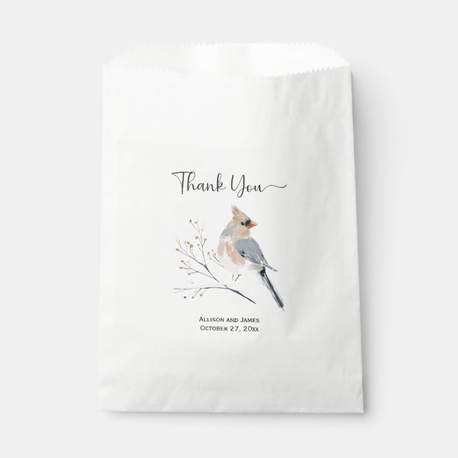 Grey and Peach Female Cardinal Generic | Favour Bag (Front)