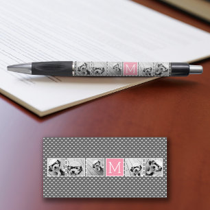 Grey and Pink 5 Photo Collage with Monogram Pen