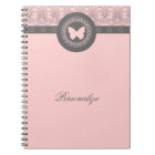 Grey and Pink Butterfly Notebook