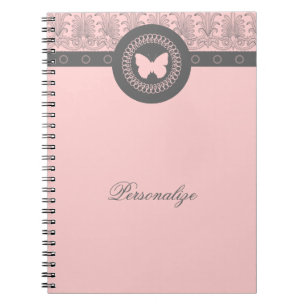 Grey and Pink Butterfly Notebook