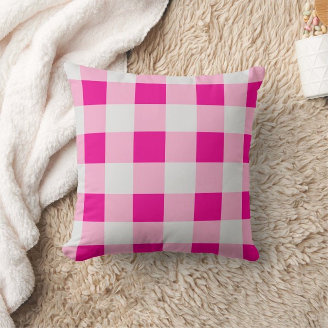 Grey and pink chequerboard Pattern  Throw Pillow (Blanket)