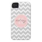 Grey and Pink Chevron Custom Monogram