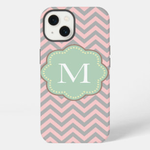 Grey and Pink Chevron iPhone 13 Case