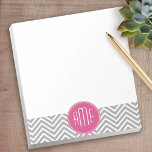 Grey and Pink Chevrons with Custom Monogram Notepad<br><div class="desc">A bold art deco design in fresh,  cheerful colours. If you need to adjust the monograms,  click on the customize it button and make changes.</div>