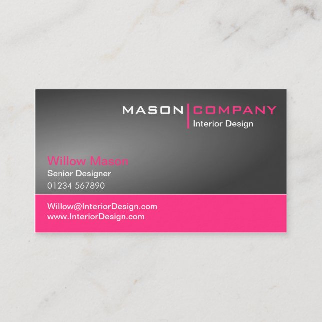 Grey and Pink Corporate Business Card (Front)