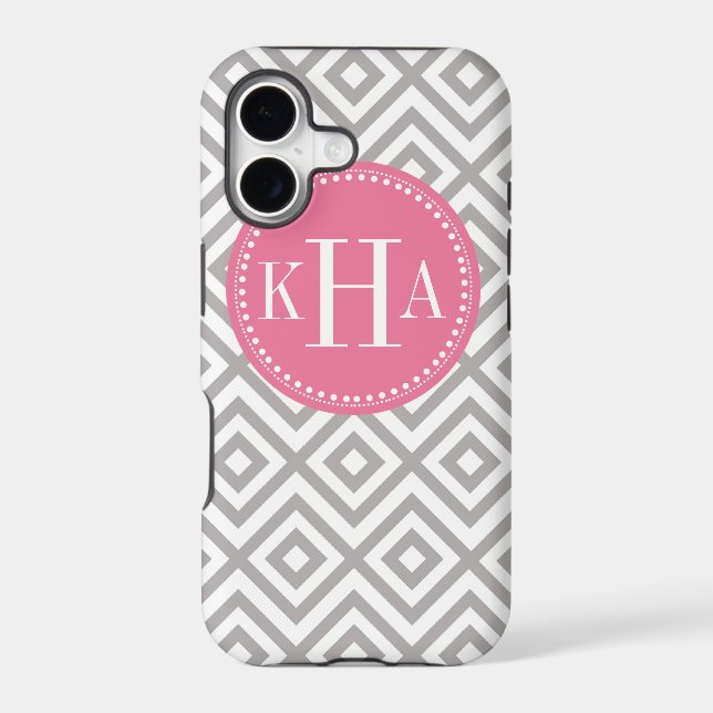 Grey and Pink  Customized Full Monogram Pattern (Back)