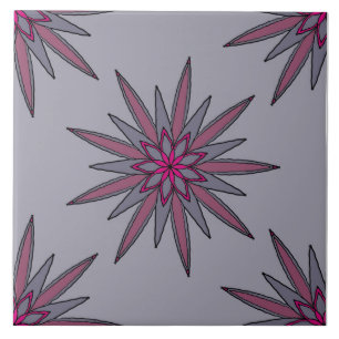 Grey and Pink Floral pattern  Tile