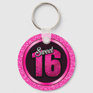 Grey And Pink Glitter Keychain