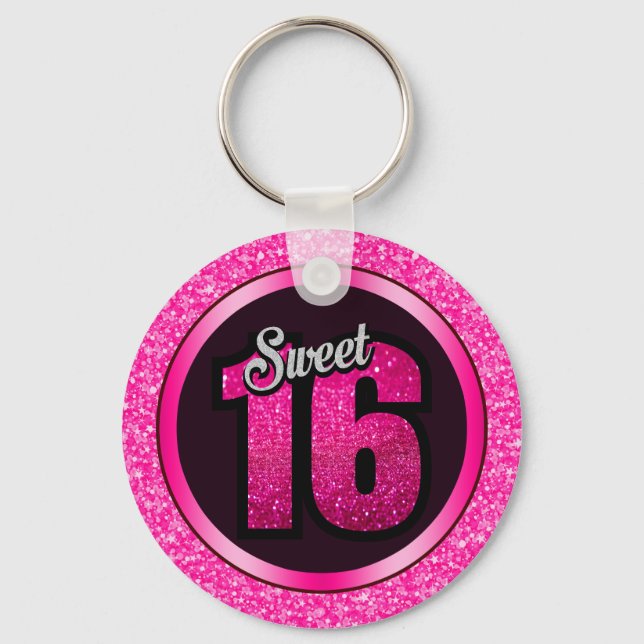 Grey And Pink Glitter Keychain (Front)