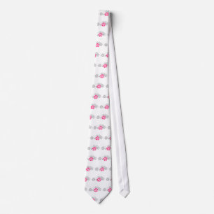 Grey and Pink Hibiscus designs Tie