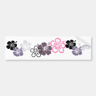 grey and pink hibiscus Hawaiian  theme Bumper Sticker