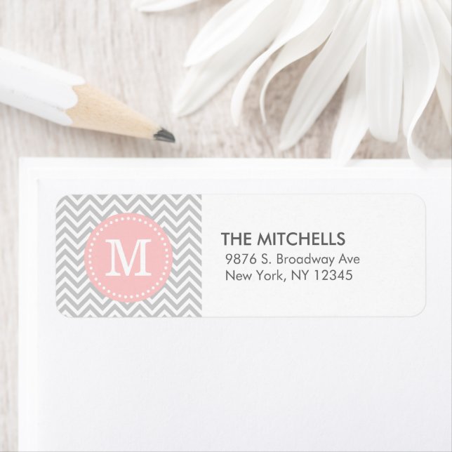 Grey and Pink Modern Chevron Custom Monogram (Insitu)