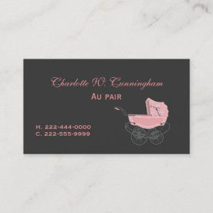 Grey and Pink Nanny Custom Business Card
