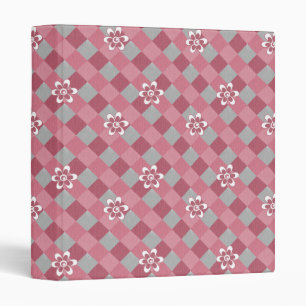 Grey and pink plaid with chamomile flowers binder