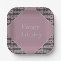 Grey And Pink Plum Floral Square