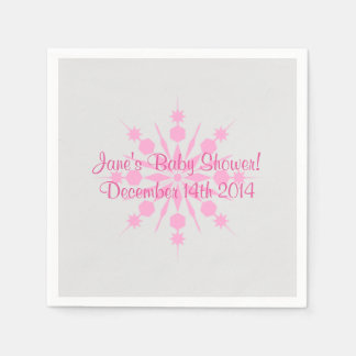 Grey and Pink Snowflake Napkins