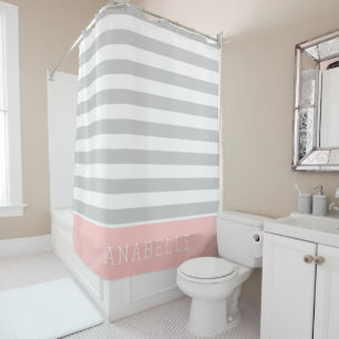Grey and Pink Stripes Monogram   Editable Colours