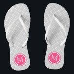 Grey and Pink Tiny Dots Monogram Flip Flops<br><div class="desc">Custom printed flip flop sandals with a cute girly polka dot pattern and your custom monogram or other text in a circle frame. Click Customize It to change text fonts and colours or add your own images to create a unique one of a kind design!</div>