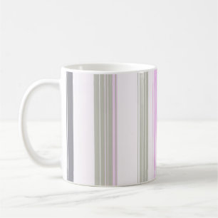 Grey and pink vertical stripes. coffee mug