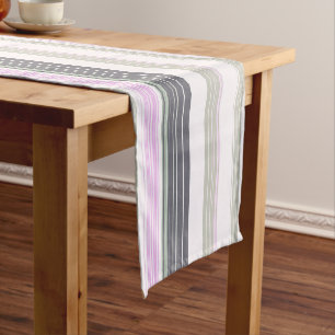 Grey and pink vertical stripes. short table runner