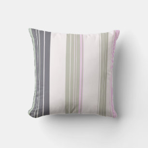 Grey and pink vertical stripes. throw pillow