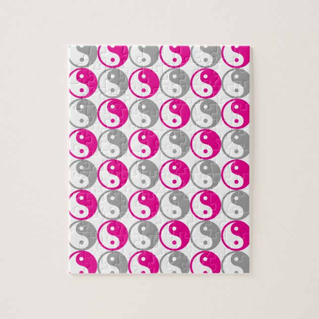 Grey and pink yin yang pattern jigsaw puzzle (Vertical)
