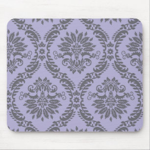 grey and purple damask mouse pad