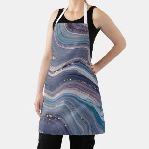 Grey And Purple Liquid Marble Apron