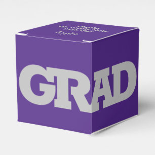 Grey and Purple School Colours Graduation Party Favor Box