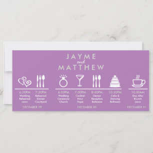 Grey and Purple Wedding Timeline Welcome Bag Note