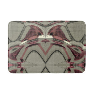 Grey and Red Abstract Art Bath Mat