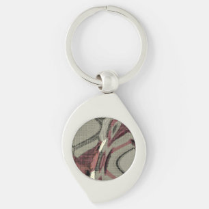 Grey and Red Abstract Art Keychain