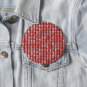 Grey and red blocks 4 inch round button