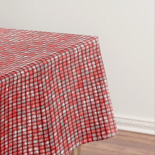 Grey and red blocks tablecloth