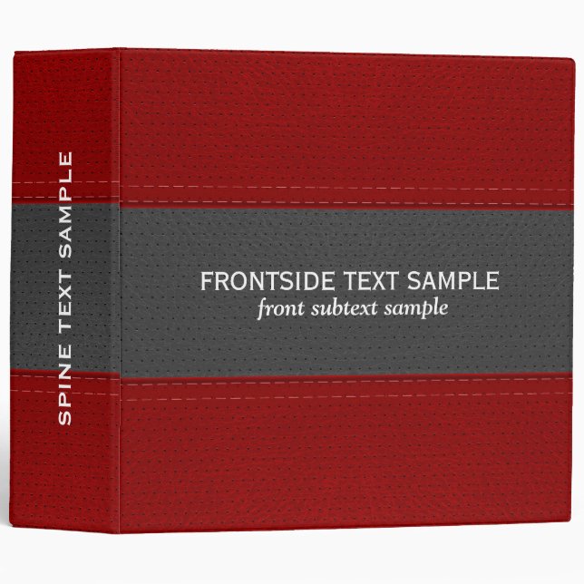 Grey And Red Faux Leather Look Binder (Front/Spine)