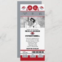 Grey and Red Football Ticket Wedding