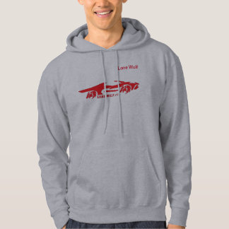 Grey and Red Lone Wolf Hoodie
