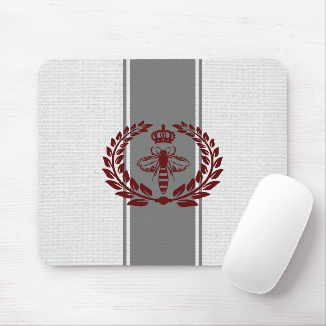 Grey and red royal bee striped mouse pad (With Mouse)