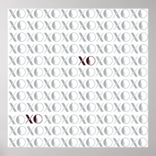 Grey and Red XOXO Poster