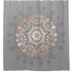 Grey And Rose Gold   Floral Mandala