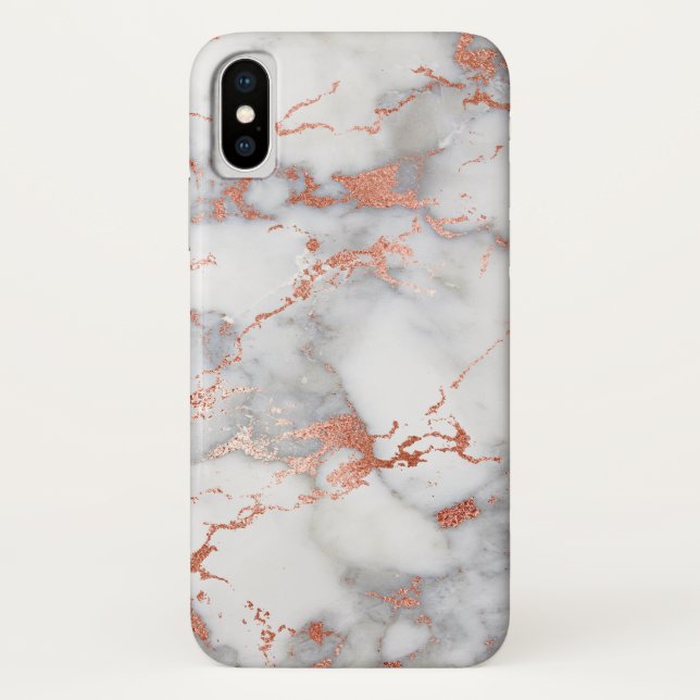 grey and rose gold marble stone effect Case-Mate iPhone case (Back)