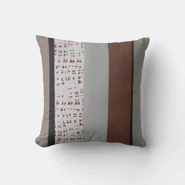Grey and rust modern pattern throw pillow (Front)