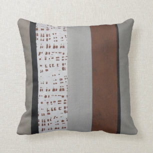 Grey and rust modern pattern throw pillow