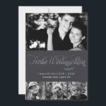 Grey and Silver Frohe Weihnachten Photo Holiday Card<br><div class="desc">Personalize these beautiful and modern Christmas or winter holiday cards with your family photos and personal message.</div>