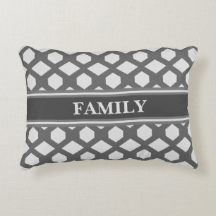 Grey and Silver Geometric Pattern Accent Pillow
