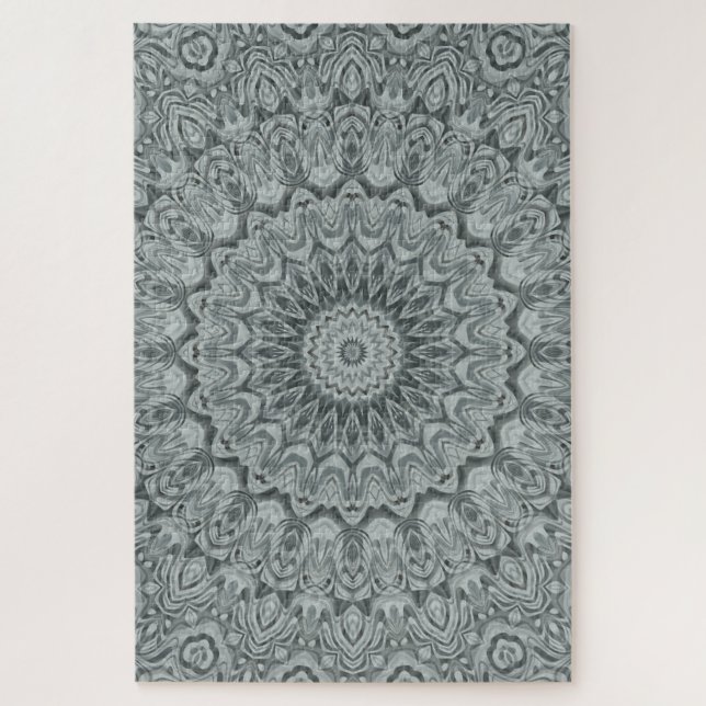 Grey and Silver Mandala Pattern Design Jigsaw Puzzle (Vertical)