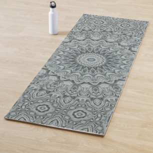 Grey and Silver Mandala Pattern Design Yoga Mat