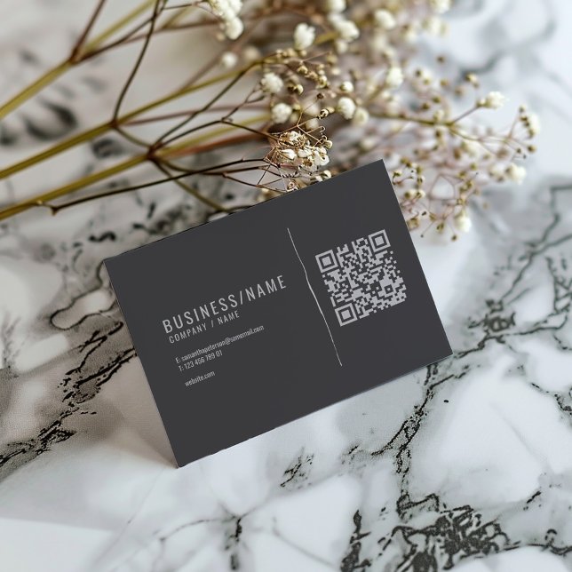 Grey and silver QR code business card (Grey and gold coloured QR code business card with space for your own QR code.)