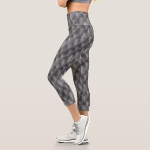 Grey And Silver Tree Abstract Pattern  Capri Leggings